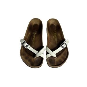 Birkenstock cream one toe strap cork sandals size 38
